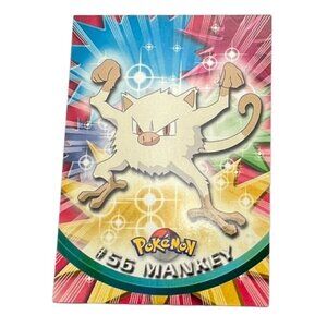 Mankey Pokemon Card Topps #56 TV Animation Edition Series Green Logo